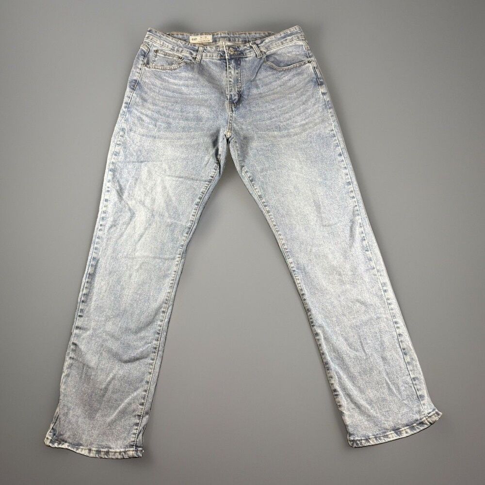 GAP Men's Original Straight Leg Jeans 34x32 Light Wash Blue Denim Stretch 03/22